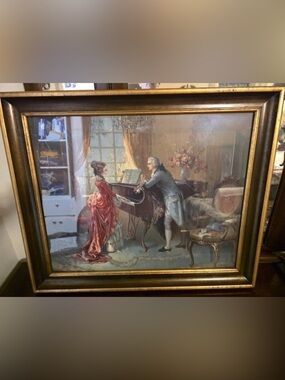 L. Jambor 'Melody of Love' Victorian-style Print in a gilded frame Signed